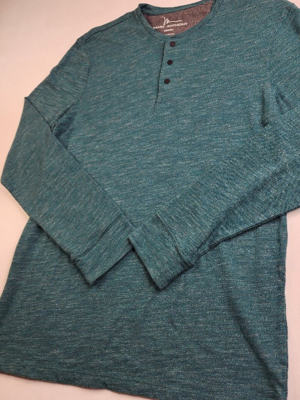 Marc Anthony Luxury Men's M Medium Shirt Green Cotton Blend Soft Luxury Casual
